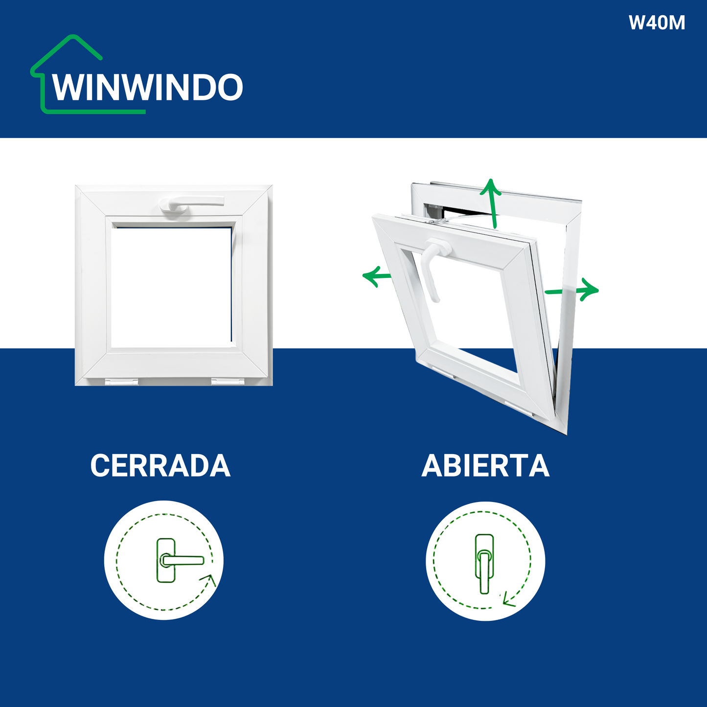 Ventana PVC Reforzado 400x400 Blanca Oscilante | Mate