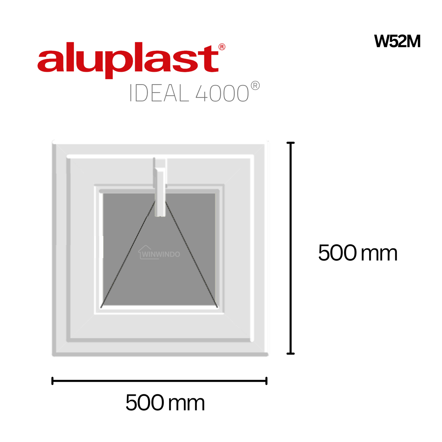 Ventana PVC Reforzado 500x500 Blanca Oscilante | Mate