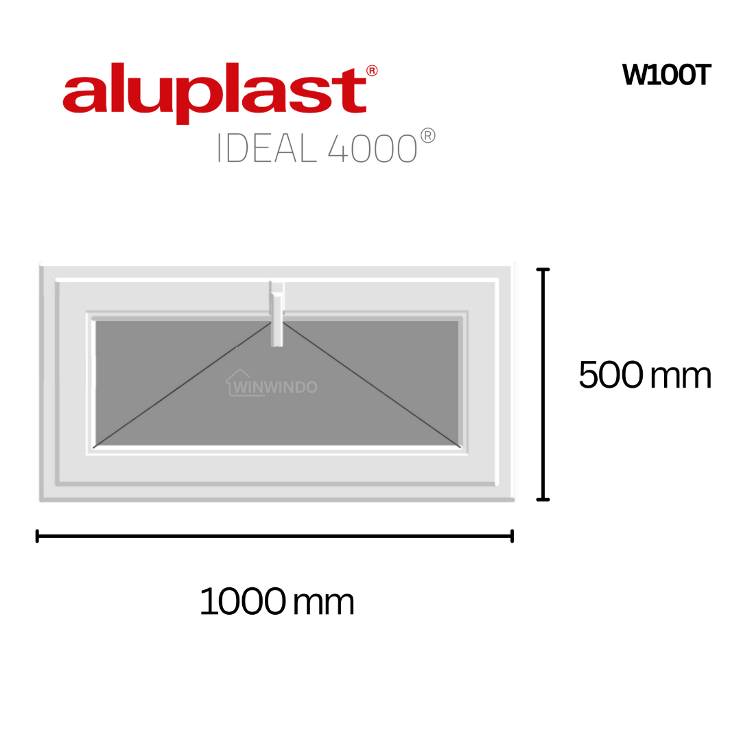 Ventana PVC Reforzado 1000x500 Blanca Oscilante