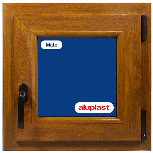 Ventana PVC Reforzado 500x500 Roble Dorado Oscilobatiente | Mate