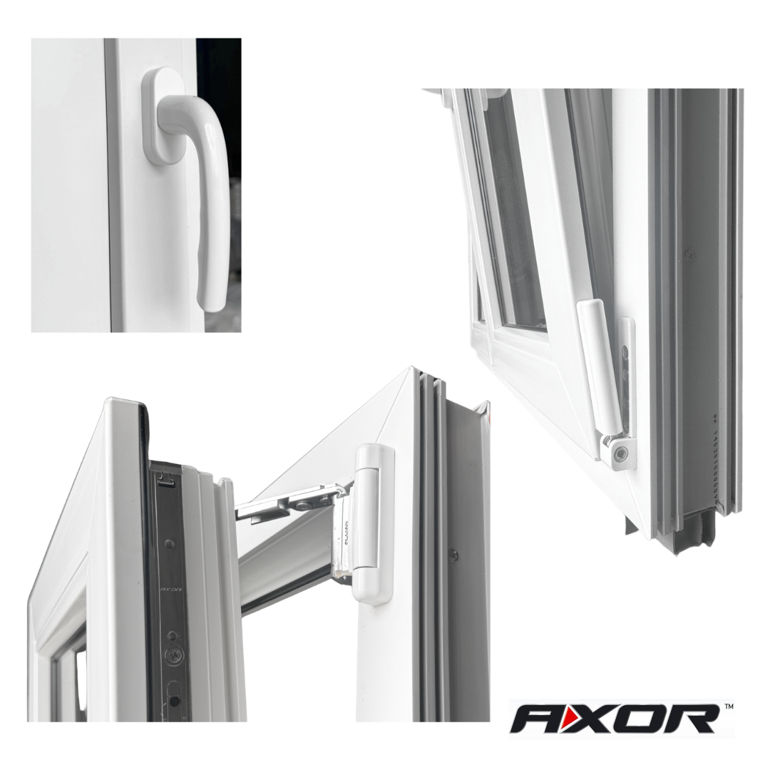 Ventana PVC Reforzado 1200x1355 2 Hojas Blanca Oscilobatiente | Transparente | Persiana
