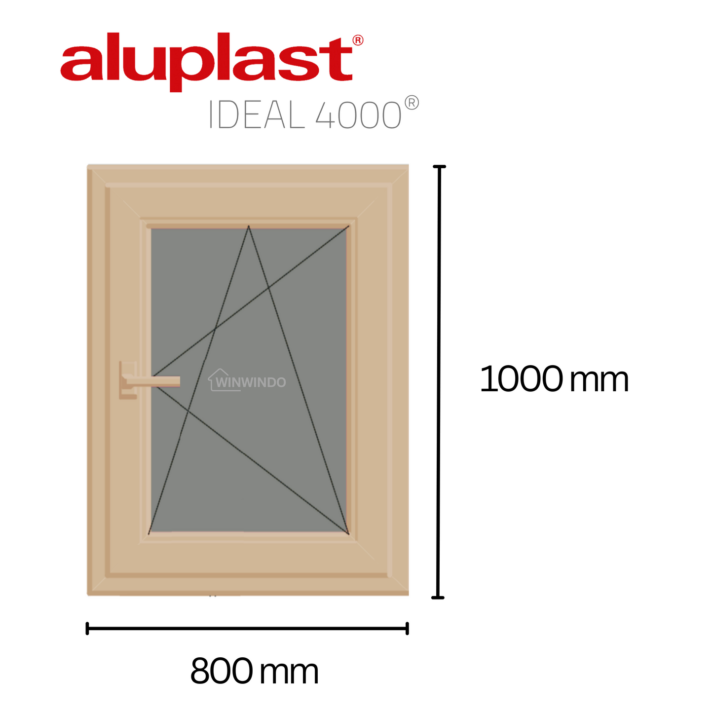 Ventana PVC Reforzado 800x1000 Roble Dorado Oscilobatiente