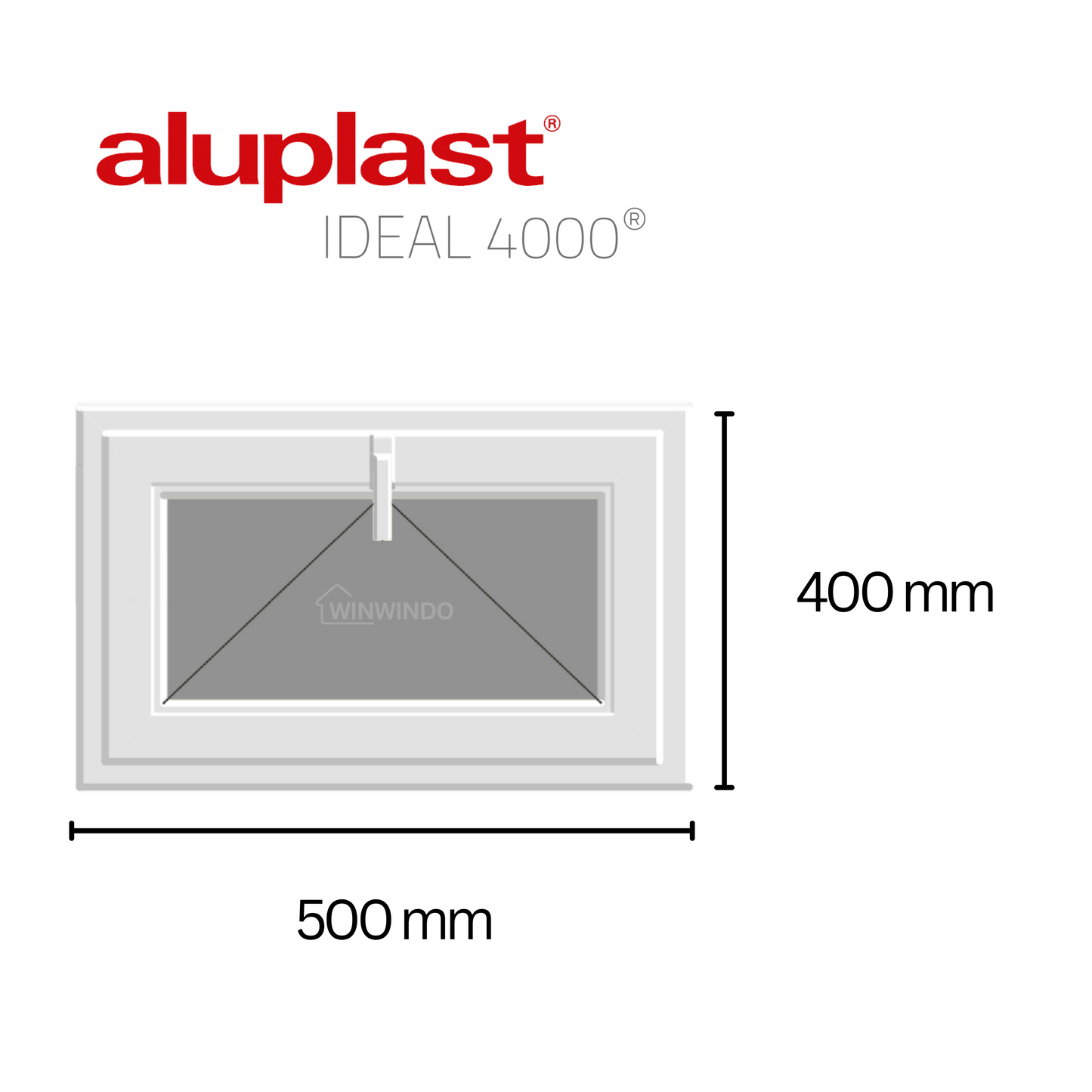 Ventana PVC Reforzado 500x400 Blanca Oscilante | Mate