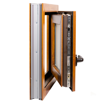 Ventana PVC Reforzado 500x500 Roble Dorado Oscilobatiente | Mate