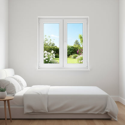 Ventana PVC Reforzado 1000x1000 2 Hojas Blanca Oscilobatiente | Transparente