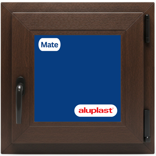 Ventana PVC Reforzado 500x500 Nogal Oscilobatiente | Mate