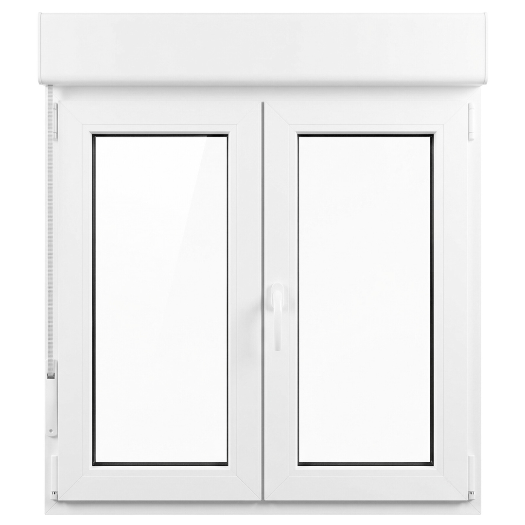 Ventana PVC Reforzado 1200x1155 2 Hojas Blanca Oscilobatiente | Transparente | Persiana