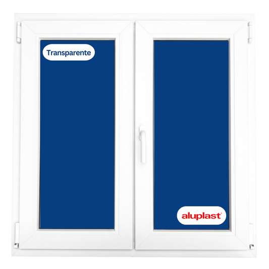 Ventana PVC Reforzado 1200x1200 2 Hojas Blanca Oscilobatiente | Transparente