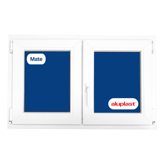 Ventana PVC Reforzado 1000x500  2 Hojas Blanca Oscilobatiente | Mate