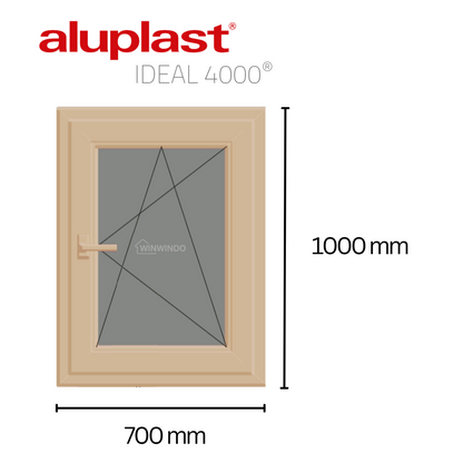 Ventana PVC Reforzado 700x1000 Roble Dorado Oscilobatiente