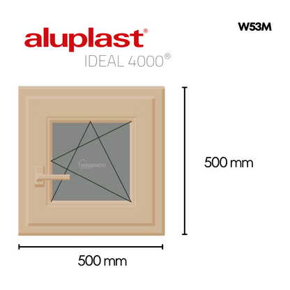 Ventana PVC Reforzado 500x500 Roble Dorado Oscilobatiente | Mate