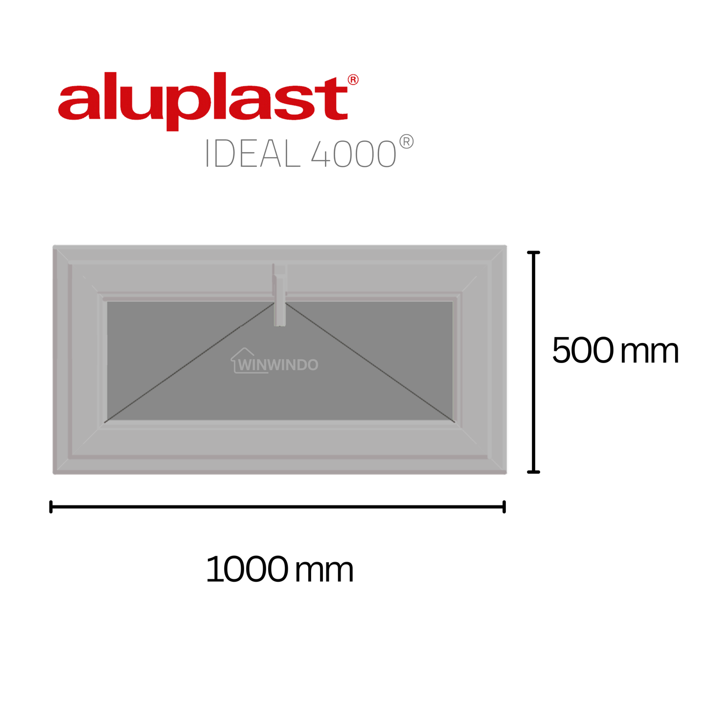 Ventana PVC Reforzado 1000x500 Gris Antracita Oscilante
