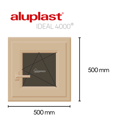 Ventana PVC Reforzado 500x500 Nogal Oscilobatiente | Mate