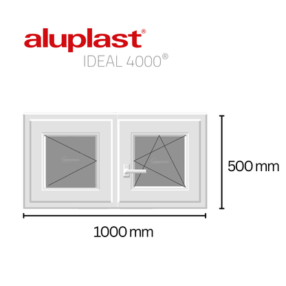 Ventana PVC Reforzado 1000x500  2 Hojas Blanca Oscilobatiente | Mate