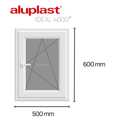 Ventana PVC Reforzado 500x600 Blanca Oscilobatiente | Mate