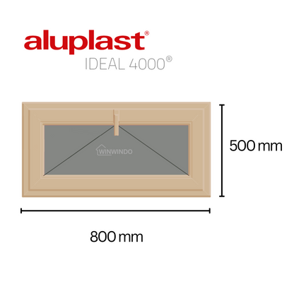 Ventana PVC Reforzado 800x500 Roble Dorado Oscilante | Transparente