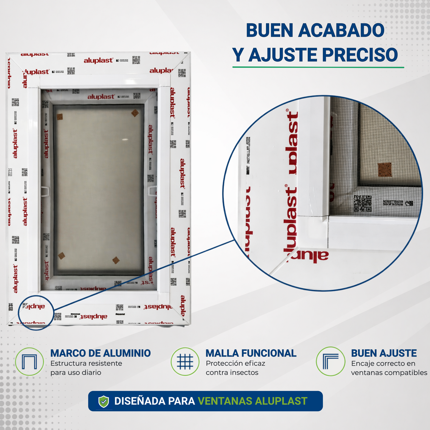 Mosquitera Fija para ventanas PVC Aluplast 1000x500