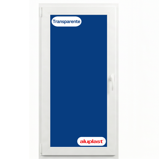 Puerta Balconera PVC Reforzado 900x2160 Blanca Oscilobatiente con Doble Manivela | Transparente