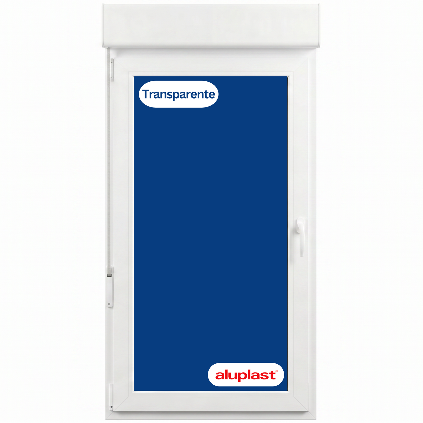 Puerta Balconera PVC Reforzado 900x2345 Blanca Oscilobatiente con Doble Manivela | Transparente | Persiana
