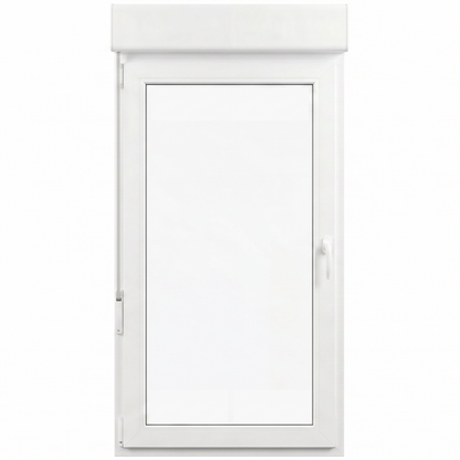 Puerta Balconera PVC Reforzado 900x2345 Blanca Oscilobatiente con Doble Manivela | Transparente | Persiana