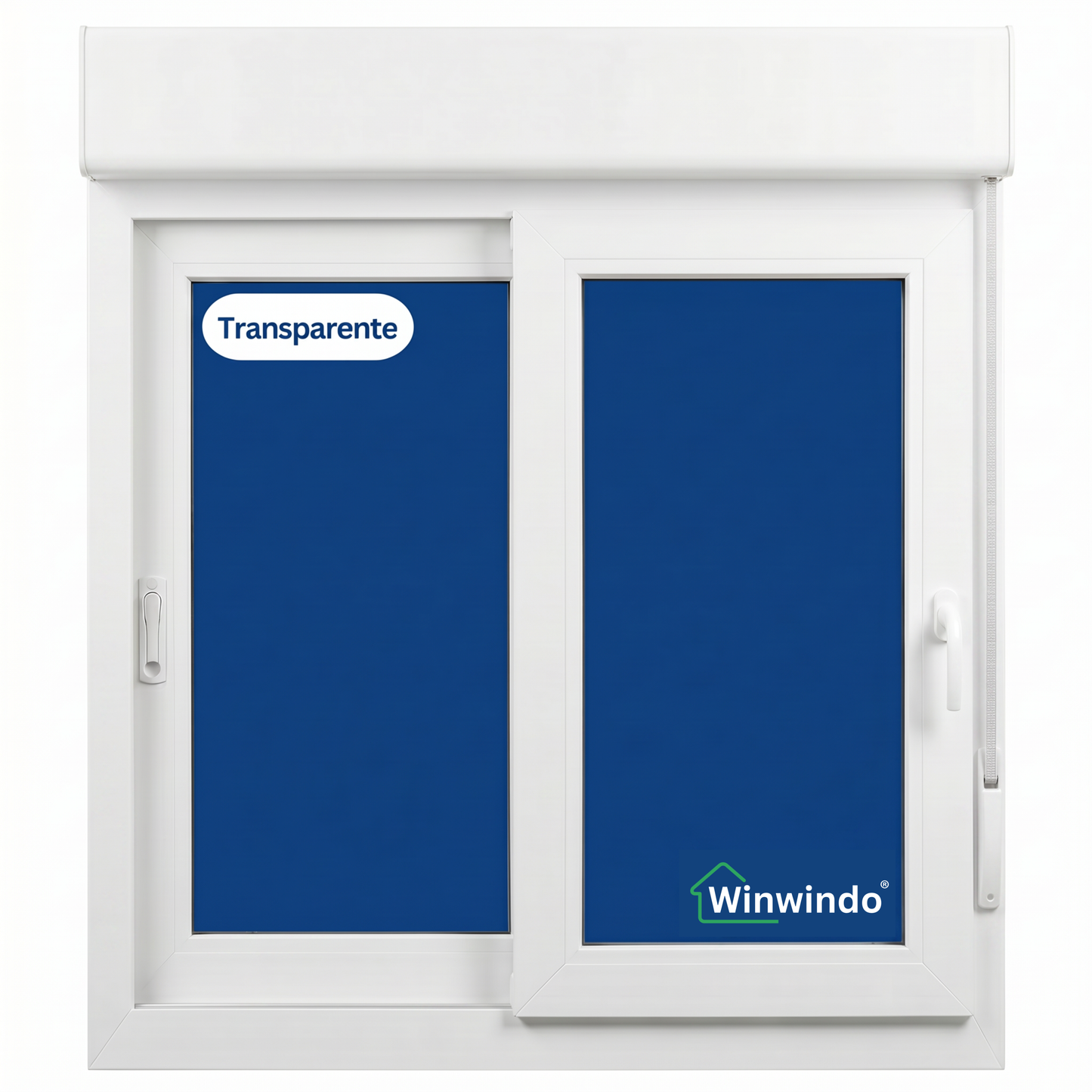 Ventana Corredera PVC Reforzado 1000x1155 Blanca | Transparente | Persiana