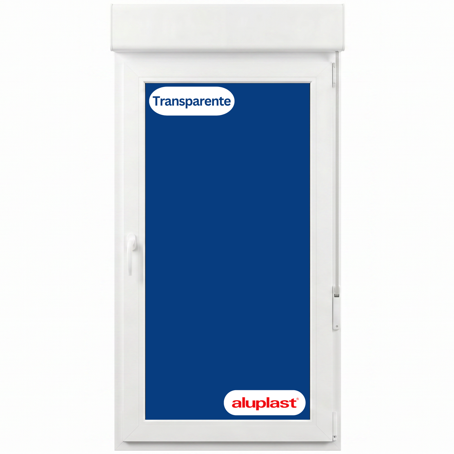 Puerta Balconera PVC Reforzado 900x2285 Blanca Oscilobatiente | Transparente | Persiana