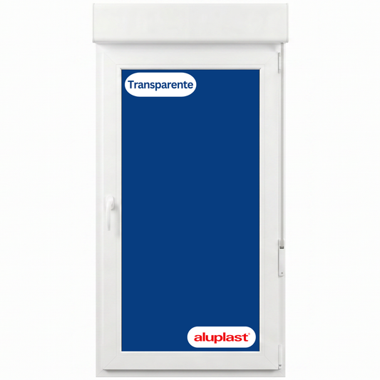 Puerta Balconera PVC Reforzado 900x2285 Blanca Oscilobatiente | Transparente | Persiana