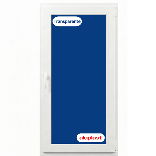 Puerta Balconera PVC Reforzado 900x2100 Blanca Oscilobatiente | Transparente