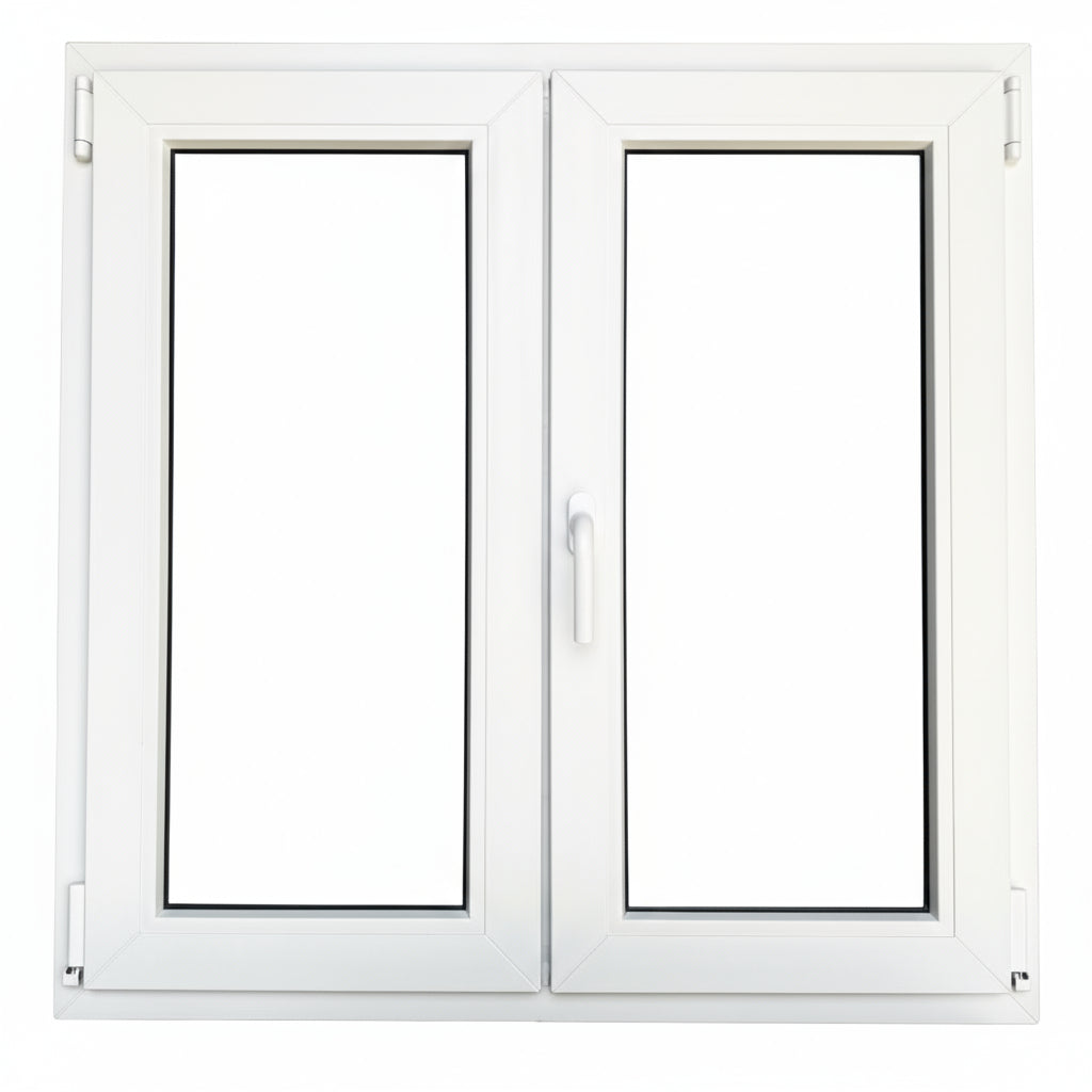 Ventana PVC Reforzado 1000x1000 2 Hojas Blanca Oscilobatiente | Transparente